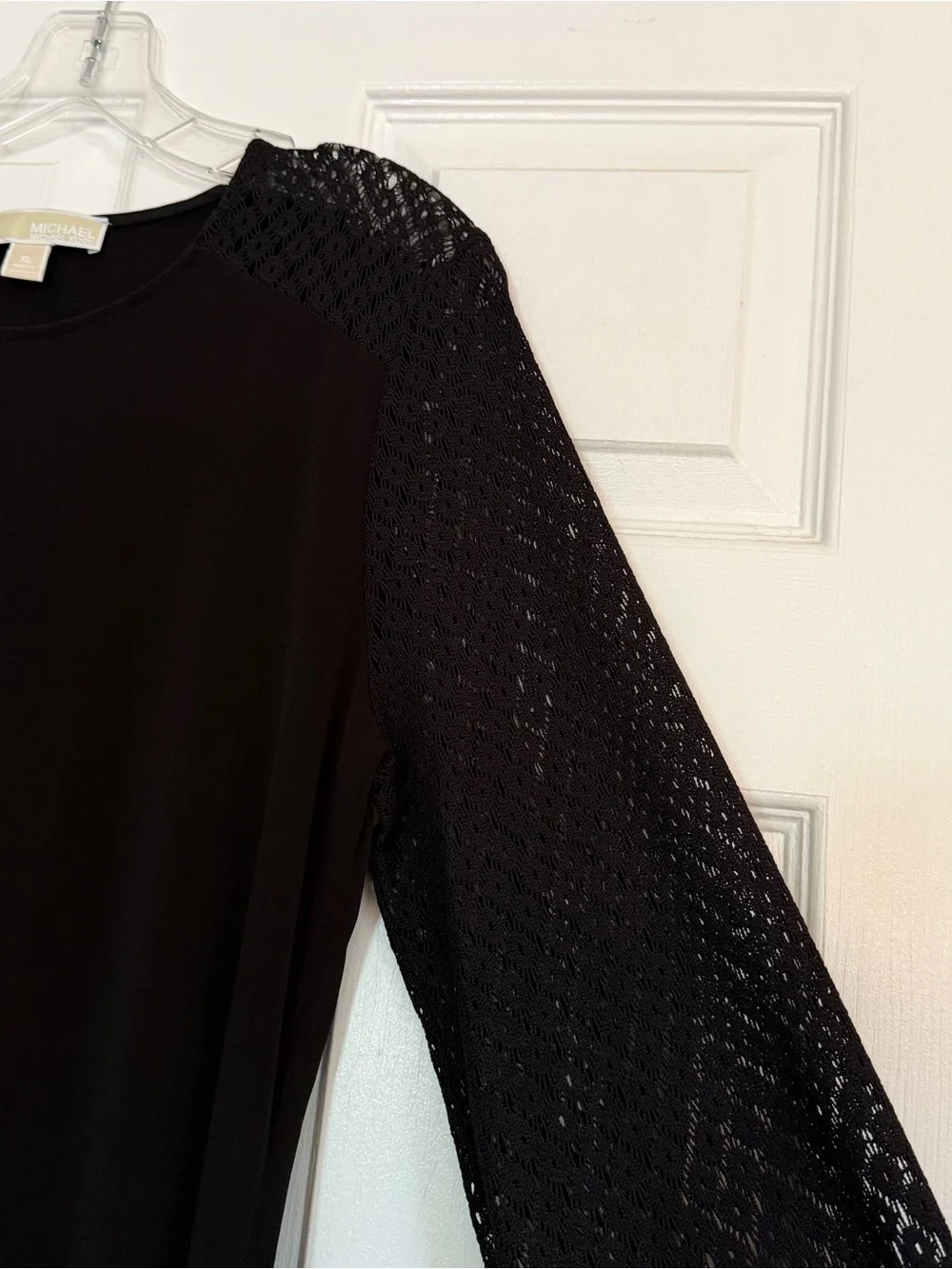 Michael Kors Black Long-Sleeve Lace-Sleeve Shift Dress